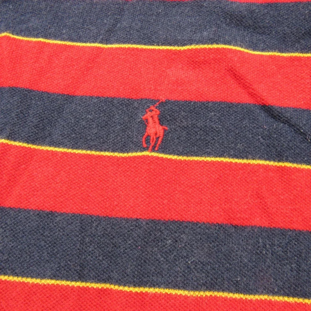 Polo Ralph Lauren Men's Red Navy Stripe Polo Shirt Short Sleeve Size XXL‎